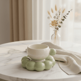 AKDC Elegant White Ceramic Mug with Green Handle & Matching Saucer for Tea & Coffee 250ml - Al Kabayel Discount CentreAKDC Elegant White Ceramic Mug with Green Handle & Matching Saucer for Tea & Coffee 250mlMugsAKDCAl Kabayel Discount Centre