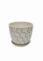 AKDC Elegant White Ceramic Pot with Artistic Black Wave Line Design – 15×17 cm - Al Kabayel Discount CentreAKDC Elegant White Ceramic Pot with Artistic Black Wave Line Design – 15×17 cmFlower/Plant PotsAKDCAl Kabayel Discount Centre