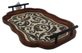 AKDC Elegant Wooden Tray with Hand - Painted Brown Flower Design – A Stylish Addition for Dining, Serving, or Décor, 35×25×5 cm - Al Kabayel Discount CentreAKDC Elegant Wooden Tray with Hand - Painted Brown Flower Design – A Stylish Addition for Dining, Serving, or Décor, 35×25×5 cmServing TraysAKDCAl Kabayel Discount Centre