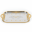 AKDC Extra Large Rectangular Stainless Steel Serving Tray with Stylish Gold Trim and Handles, Premium Multipurpose Serving Tray for Tea, Coffee, Snacks & Meals – 45 × 35 cm - Al Kabayel Discount CentreAKDC Extra Large Rectangular Stainless Steel Serving Tray with Stylish Gold Trim and Handles, Premium Multipurpose Serving Tray for Tea, Coffee, Snacks & Meals – 45 × 35 cmServing TraysAKDCAl Kabayel Discount Centre