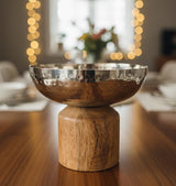 AKDC Extra Small Metal & Wooden Serving Bowl 15x12 cm – Silver with Natural Wood Finish Decorative Mini Bowl for Snacks & Sweets - Al Kabayel Discount CentreAKDC Extra Small Metal & Wooden Serving Bowl 15x12 cm – Silver with Natural Wood Finish Decorative Mini Bowl for Snacks & SweetsServeware SetsAKDCAl Kabayel Discount Centre