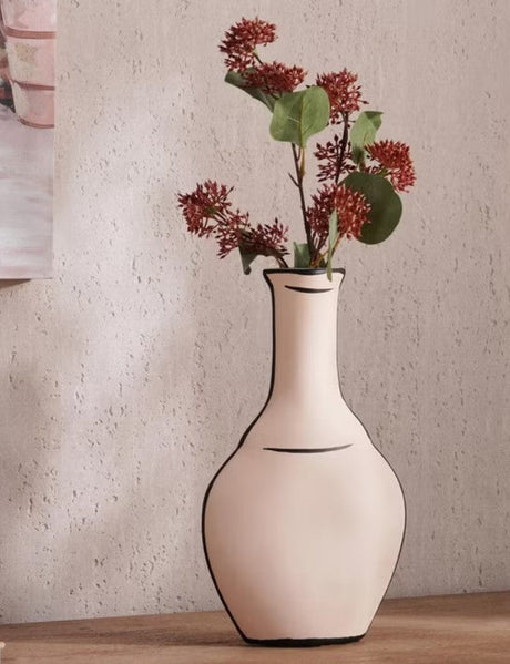 AKDC Flared Neck Clay Flower Vase 15cm*4.5cm*26cm, Beige and Black - Al Kabayel Discount CentreAKDC Flared Neck Clay Flower Vase 15cm*4.5cm*26cm, Beige and BlackFlower/Plant PotsAKDCAl Kabayel Discount Centre