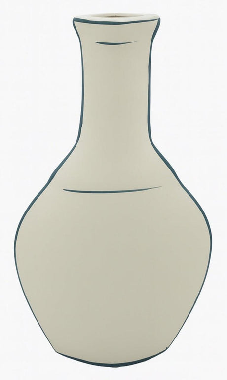 AKDC Flared Neck Clay Flower Vase 15cm*4.5cm*26cm, White and Blue - Al Kabayel Discount CentreAKDC Flared Neck Clay Flower Vase 15cm*4.5cm*26cm, White and BlueFlower/Plant PotsAKDCAl Kabayel Discount Centre