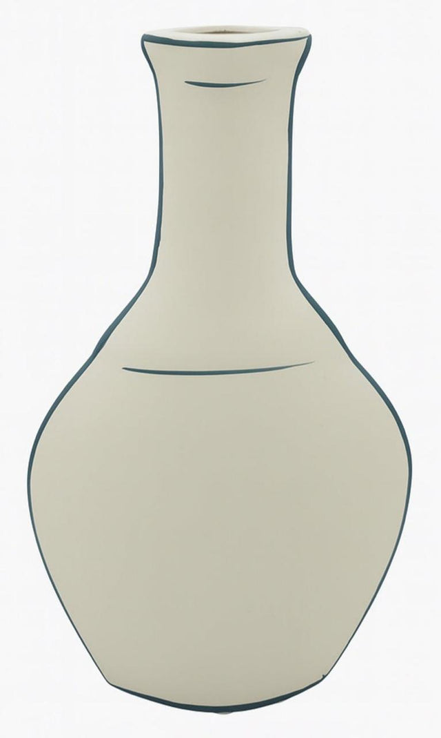 AKDC Flared Neck Clay Flower Vase 15cm*4.5cm*26cm, White and Blue - Al Kabayel Discount CentreAKDC Flared Neck Clay Flower Vase 15cm*4.5cm*26cm, White and BlueFlower/Plant PotsAKDCAl Kabayel Discount Centre
