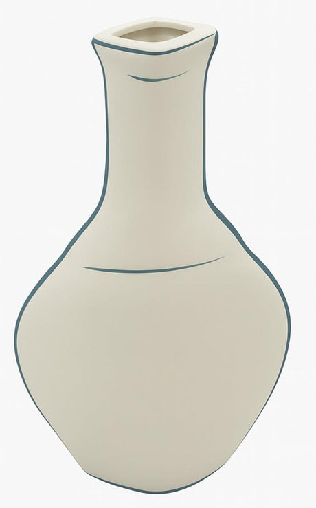 AKDC Flared Neck Clay Flower Vase 15cm*4.5cm*26cm, White and Blue - Al Kabayel Discount CentreAKDC Flared Neck Clay Flower Vase 15cm*4.5cm*26cm, White and BlueFlower/Plant PotsAKDCAl Kabayel Discount Centre