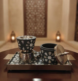 AKDC Flower Design Metal & Wooden Incense Burner with Container & Tray 35x16 cm – Silver & Black Premium Decorative Aroma Diffuser - Al Kabayel Discount CentreAKDC Flower Design Metal & Wooden Incense Burner with Container & Tray 35x16 cm – Silver & Black Premium Decorative Aroma DiffuserWooden Incense BurnerAKDCAl Kabayel Discount Centre
