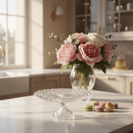AKDC Footed Glass Cake Stand – Elegant Display Stand for Cakes, Pastries & Dessert Presentation 20×10 cm - Al Kabayel Discount CentreAKDC Footed Glass Cake Stand – Elegant Display Stand for Cakes, Pastries & Dessert Presentation 20×10 cmserving traysAKDCAl Kabayel Discount Centre