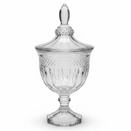 AKDC Footed Glass Candy Bowl with Lid Raised Base Decorative Dessert and Candy Server 25 x 11 cm - Al Kabayel Discount CentreAKDC Footed Glass Candy Bowl with Lid Raised Base Decorative Dessert and Candy Server 25 x 11 cmJars & Food SaversAKDCAl Kabayel Discount Centre