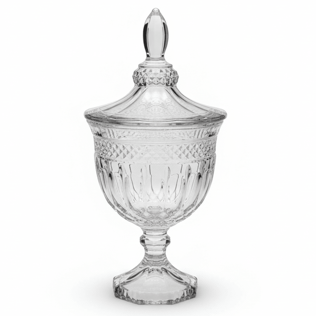 AKDC Footed Glass Candy Bowl with Lid Raised Base Decorative Dessert and Candy Server 25 x 11 cm - Al Kabayel Discount CentreAKDC Footed Glass Candy Bowl with Lid Raised Base Decorative Dessert and Candy Server 25 x 11 cmJars & Food SaversAKDCAl Kabayel Discount Centre