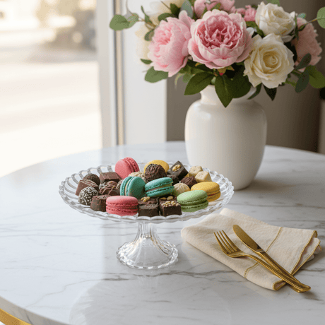 AKDC Footed Glass Fruit Display Plate – Stylish Raised Serving Plate for Fruits, Desserts & Table Presentation 23×12 cm - Al Kabayel Discount CentreAKDC Footed Glass Fruit Display Plate – Stylish Raised Serving Plate for Fruits, Desserts & Table Presentation 23×12 cmserving traysAKDCAl Kabayel Discount Centre