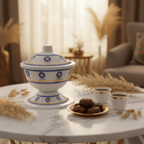 AKDC Footed Melamine Bowl with Lid – Arabic Art Design, Elegant Serving Bowl for Dining Table & Kitchen (16 × 12 cm) - Al Kabayel Discount CentreAKDC Footed Melamine Bowl with Lid – Arabic Art Design, Elegant Serving Bowl for Dining Table & Kitchen (16 × 12 cm)BowlsAKDCAl Kabayel Discount Centre