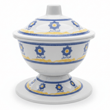 AKDC Footed Melamine Bowl with Lid – Arabic Art Design, Elegant Serving Bowl for Dining Table & Kitchen (16 × 12 cm) - Al Kabayel Discount CentreAKDC Footed Melamine Bowl with Lid – Arabic Art Design, Elegant Serving Bowl for Dining Table & Kitchen (16 × 12 cm)BowlsAKDCAl Kabayel Discount Centre