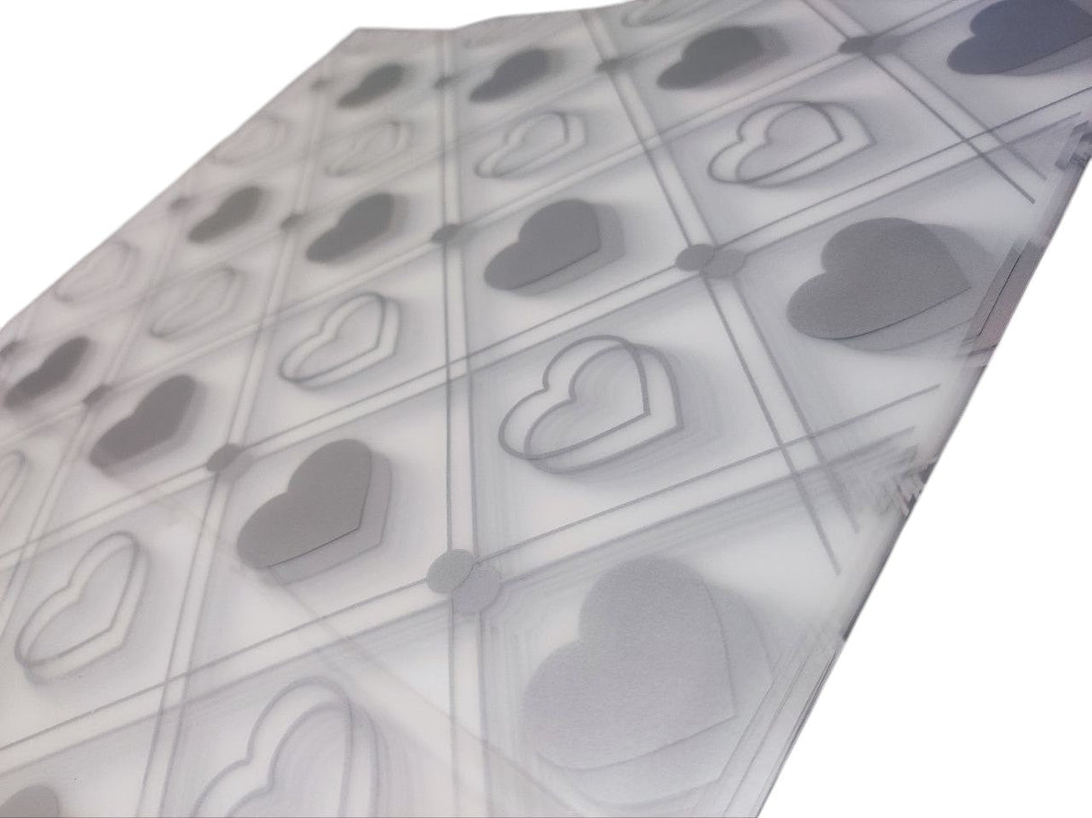 AKDC Gift Wrapping Plastic Cover Heart Shape Print Floral Bouquet Flat Sheet, Gift Packaging Wrap, Bulk Packing Cover Transparent Silver Heart DIY Gift 20 Sheets - 57.5cmX58cm - Al Kabayel Discount CentreAKDC Gift Wrapping Plastic Cover Heart Shape Print Floral Bouquet Flat Sheet, Gift Packaging Wrap, Bulk Packing Cover Transparent Silver Heart DIY Gift 20 Sheets - 57.5cmX58cmPacking MaterialsAKDCAl Kabayel Discount Centre