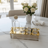 AKDC Glass Beverage Set with Gold Metal Holder 45×20 cm Elegant Drink Serving Set for Guests - Al Kabayel Discount CentreAKDC Glass Beverage Set with Gold Metal Holder 45×20 cm Elegant Drink Serving Set for GuestsOrganizers & AccessoriesAKDCAl Kabayel Discount Centre