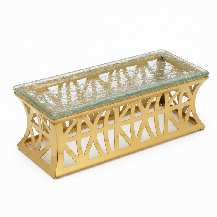 AKDC Glass Buffet Display Stand with Gold Metal Base 30×10 cm Elegant Food Presentation Stand - Al Kabayel Discount CentreAKDC Glass Buffet Display Stand with Gold Metal Base 30×10 cm Elegant Food Presentation StandServing TraysAKDCAl Kabayel Discount Centre