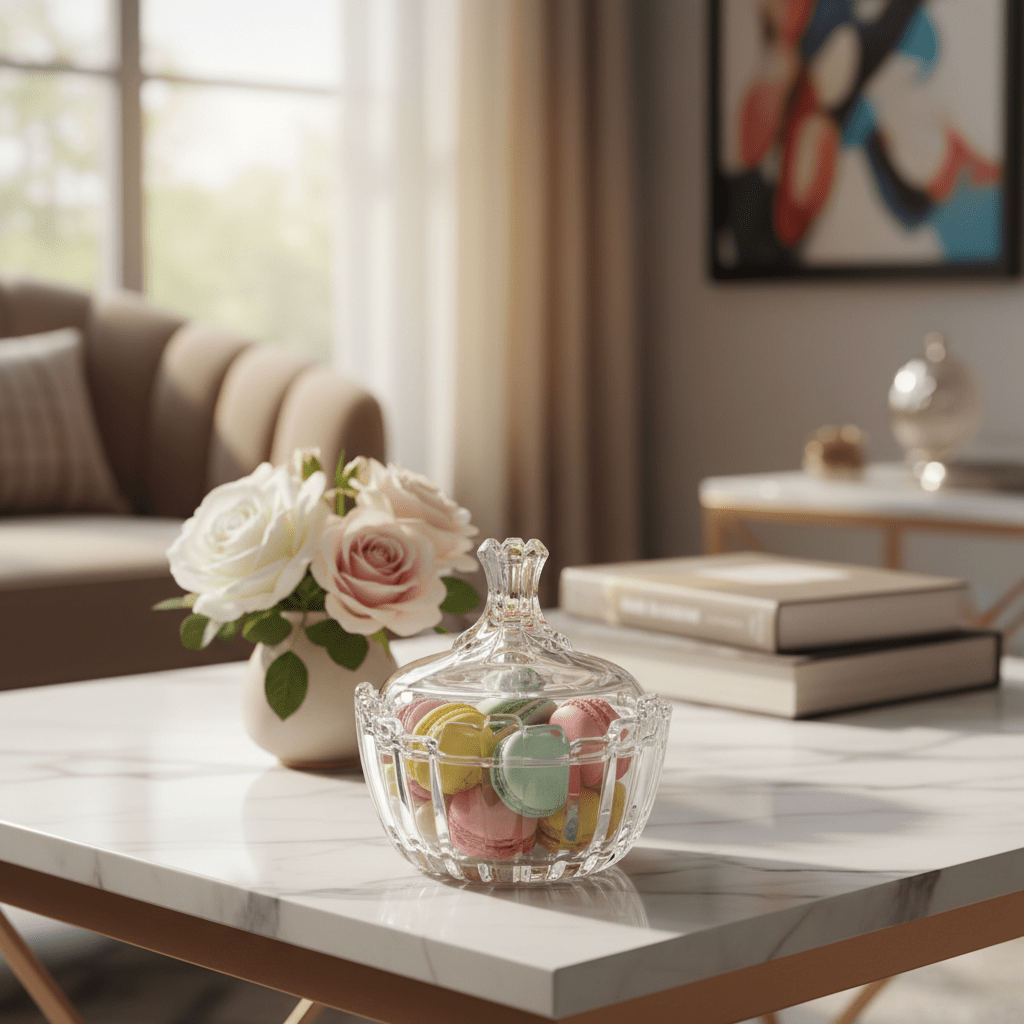 AKDC Glass Candy and Sugar Pot with Lid Multi Use Storage for Snacks and Condiments 12 x 12 cm - Al Kabayel Discount CentreAKDC Glass Candy and Sugar Pot with Lid Multi Use Storage for Snacks and Condiments 12 x 12 cmJars & Food SaversAKDCAl Kabayel Discount Centre