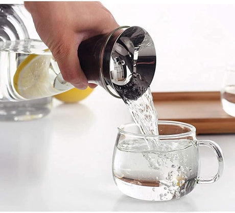 AKDC Glass Carafe 1600ml, Stainless Steel Silicone Filter Lid Borosilicate Glass Pitcher with Flow Lid, Water Jug, Juice Pitcher for Homemade Beverage Serving Wine Coffee Milk Iced Tea Kitchen Home - Al Kabayel Discount CentreAKDC Glass Carafe 1600ml, Stainless Steel Silicone Filter Lid Borosilicate Glass Pitcher with Flow Lid, Water Jug, Juice Pitcher for Homemade Beverage Serving Wine Coffee Milk Iced Tea Kitchen HomeAl Kabayel Discount CenterAl Kabayel Discount Centre