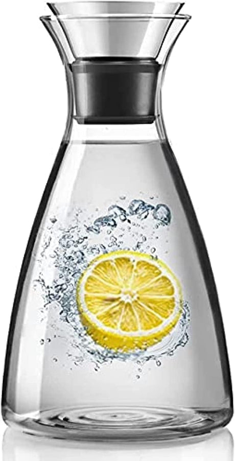 AKDC Glass Carafe 1600ml, Stainless Steel Silicone Filter Lid Borosilicate Glass Pitcher with Flow Lid, Water Jug, Juice Pitcher for Homemade Beverage Serving Wine Coffee Milk Iced Tea Kitchen Home - Al Kabayel Discount CentreAKDC Glass Carafe 1600ml, Stainless Steel Silicone Filter Lid Borosilicate Glass Pitcher with Flow Lid, Water Jug, Juice Pitcher for Homemade Beverage Serving Wine Coffee Milk Iced Tea Kitchen HomeAl Kabayel Discount CenterAl Kabayel Discount Centre
