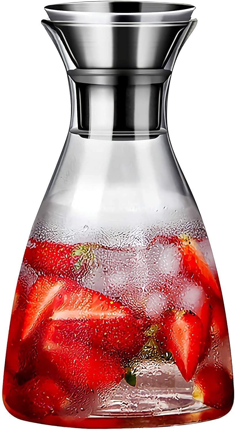 AKDC Glass Carafe 1600ml, Stainless Steel Silicone Filter Lid Borosilicate Glass Pitcher with Flow Lid, Water Jug, Juice Pitcher for Homemade Beverage Serving Wine Coffee Milk Iced Tea Kitchen Home - Al Kabayel Discount CentreAKDC Glass Carafe 1600ml, Stainless Steel Silicone Filter Lid Borosilicate Glass Pitcher with Flow Lid, Water Jug, Juice Pitcher for Homemade Beverage Serving Wine Coffee Milk Iced Tea Kitchen HomeAl Kabayel Discount CenterAl Kabayel Discount Centre