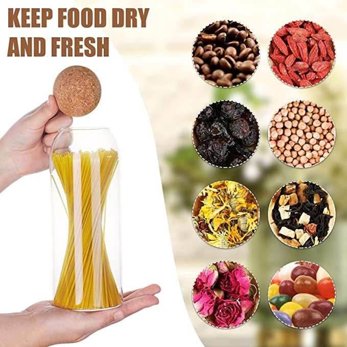 AKDC Glass Food Storage Canister with Airtight Cork Lid [500ml/16Oz] Clear Food Storage Jar Container with Seal Cork Round Stopper for Kitchen Pantry Serving Tea Coffee (16, Elongated, 3, 105632) - Al Kabayel Discount CentreAKDC Glass Food Storage Canister with Airtight Cork Lid [500ml/16Oz] Clear Food Storage Jar Container with Seal Cork Round Stopper for Kitchen Pantry Serving Tea Coffee (16, Elongated, 3, 105632)Jars & Food SaversAKDCAl Kabayel Discount Centre