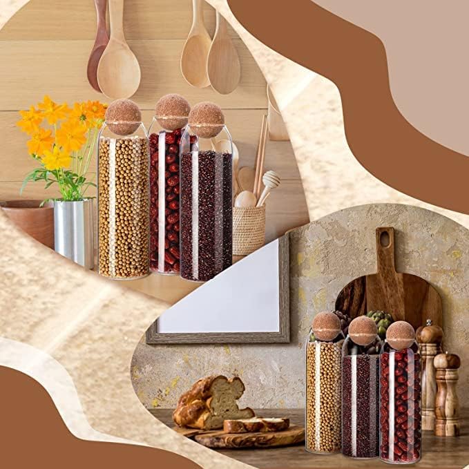 AKDC Glass Food Storage Canister with Airtight Cork Lid [500ml/16Oz] Clear Food Storage Jar Container with Seal Cork Round Stopper for Kitchen Pantry Serving Tea Coffee (16, Elongated, 3, 105632) - Al Kabayel Discount CentreAKDC Glass Food Storage Canister with Airtight Cork Lid [500ml/16Oz] Clear Food Storage Jar Container with Seal Cork Round Stopper for Kitchen Pantry Serving Tea Coffee (16, Elongated, 3, 105632)Jars & Food SaversAKDCAl Kabayel Discount Centre