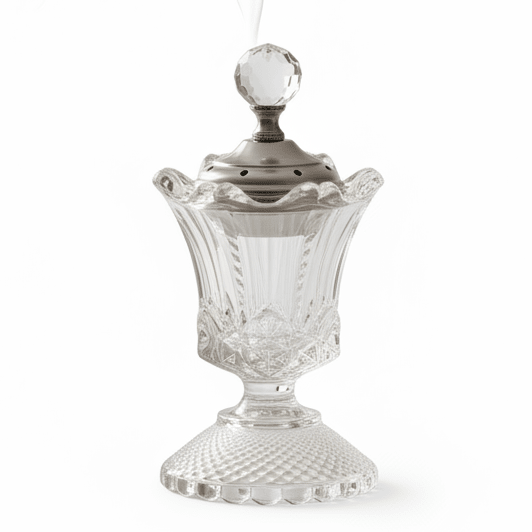 AKDC Glass Incense Burner with Silver Lid 10×19.5cm for Aromatherapy, Meditation, Relaxation, and Elegant Home Fragrance Décor - Al Kabayel Discount CentreAKDC Glass Incense Burner with Silver Lid 10×19.5cm for Aromatherapy, Meditation, Relaxation, and Elegant Home Fragrance DécorIncense BurnerAKDCAl Kabayel Discount Centre