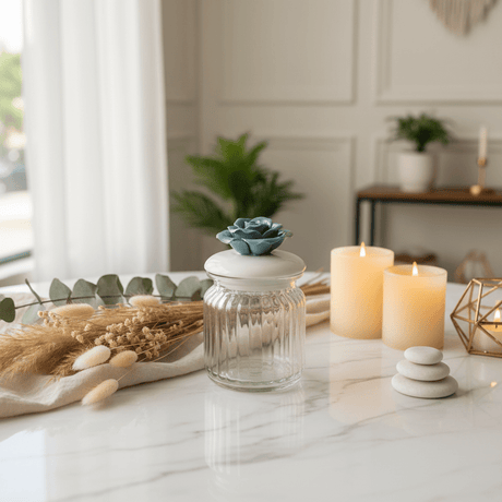 AKDC glass sugar pot with white ceramic lid decorative storage container elegant kitchen use 10*6cm - Al Kabayel Discount CentreAKDC glass sugar pot with white ceramic lid decorative storage container elegant kitchen use 10*6cmJars & Food SaversAKDCAl Kabayel Discount Centre