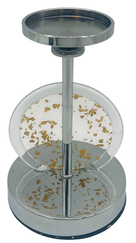 AKDC Gold Flake Infused Metal and Acrylic Candle Holder 17.5cm*12cm - Al Kabayel Discount CentreAKDC Gold Flake Infused Metal and Acrylic Candle Holder 17.5cm*12cmHome Décor AccentsAKDCAl Kabayel Discount Centre