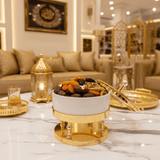AKDC Gold Metal & Ceramic Candy Storage Box 20×17 cm Decorative Container for Sweets & Dry Fruits - Al Kabayel Discount CentreAKDC Gold Metal & Ceramic Candy Storage Box 20×17 cm Decorative Container for Sweets & Dry FruitsServing TraysAKDCAl Kabayel Discount Centre