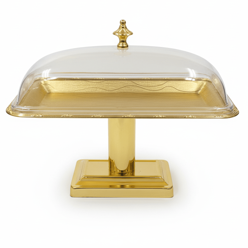AKDC Gold Metal Footed Candy Tray with Clear Acrylic Lid for Premium Food Presentation – 18×15 cm - Al Kabayel Discount CentreAKDC Gold Metal Footed Candy Tray with Clear Acrylic Lid for Premium Food Presentation – 18×15 cmServing TraysAKDCAl Kabayel Discount Centre