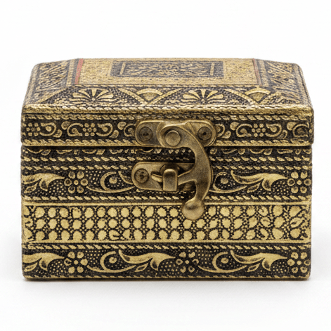 AKDC Golden and Black Wooden Jewellery Storage Box with Antique Brass Lock, Compact Design (4 inch) - Al Kabayel Discount CentreAKDC Golden and Black Wooden Jewellery Storage Box with Antique Brass Lock, Compact Design (4 inch)Organizers & AccessoriesAKDCAl Kabayel Discount Centre