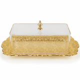 AKDC GoldServe Premium Golden Rectangular Metal Snack Plate with Clear Acrylic Lid Serving Dish 28×16cm - Al Kabayel Discount CentreAKDC GoldServe Premium Golden Rectangular Metal Snack Plate with Clear Acrylic Lid Serving Dish 28×16cmServing TraysAKDCAl Kabayel Discount Centre