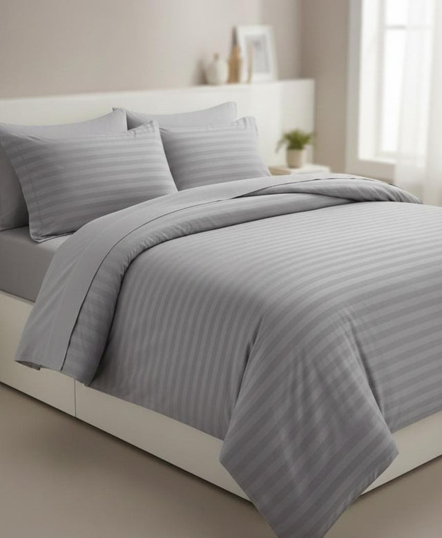 AKDC Gray 6 - Piece Duvet Cover Set 240x260cm with Fitted Sheet, 2 Pillow Shams & 2 Pillowcases - Al Kabayel Discount CentreAKDC Gray 6 - Piece Duvet Cover Set 240x260cm with Fitted Sheet, 2 Pillow Shams & 2 PillowcasesBeddingAKDCAl Kabayel Discount Centre