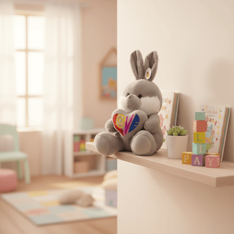 AKDC Gray Bunny Soft Plush Toy with Love Text Print – 30 cm Stuffed Animal Gift Toy - Al Kabayel Discount CentreAKDC Gray Bunny Soft Plush Toy with Love Text Print – 30 cm Stuffed Animal Gift ToyToysAKDCAl Kabayel Discount Centre
