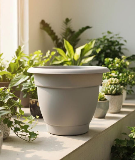 AKDC Gray Wide Plastic Plant Pot – Deep Decorative Planter – 33×26 cm - Al Kabayel Discount CentreAKDC Gray Wide Plastic Plant Pot – Deep Decorative Planter – 33×26 cmFlower/Plant PotsAKDCAl Kabayel Discount Centre
