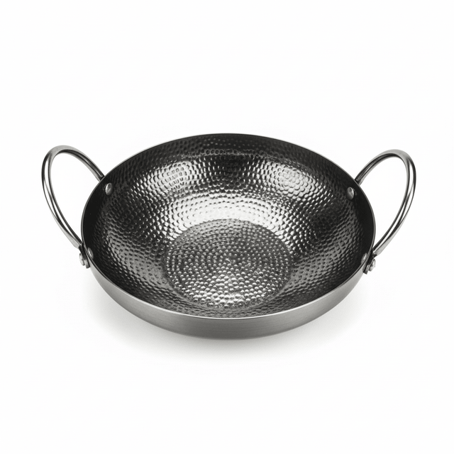 AKDC Hammered Stainless Steel Round Pan With Handle - 24cm - Al Kabayel Discount CentreAKDC Hammered Stainless Steel Round Pan With Handle - 24cmFrying Pan & Grill PanAKDCAl Kabayel Discount Centre