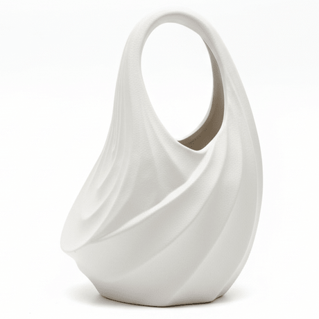 AKDC Handbag - Inspired Ceramic Decorative Vase – Elegant White Fashionable Sculptural Design, 22 × 16 cm - Al Kabayel Discount CentreAKDC Handbag - Inspired Ceramic Decorative Vase – Elegant White Fashionable Sculptural Design, 22 × 16 cmFlower/Plant PotsAKDCAl Kabayel Discount Centre