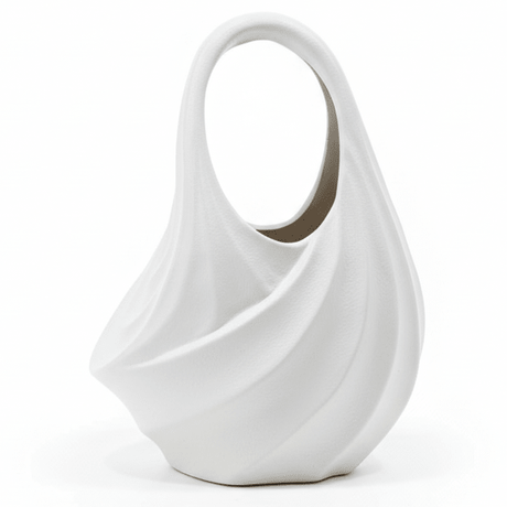 AKDC Handbag - Inspired Ceramic Decorative Vase – Elegant White Fashionable Sculptural Design, 22 × 16 cm - Al Kabayel Discount CentreAKDC Handbag - Inspired Ceramic Decorative Vase – Elegant White Fashionable Sculptural Design, 22 × 16 cmFlower/Plant PotsAKDCAl Kabayel Discount Centre