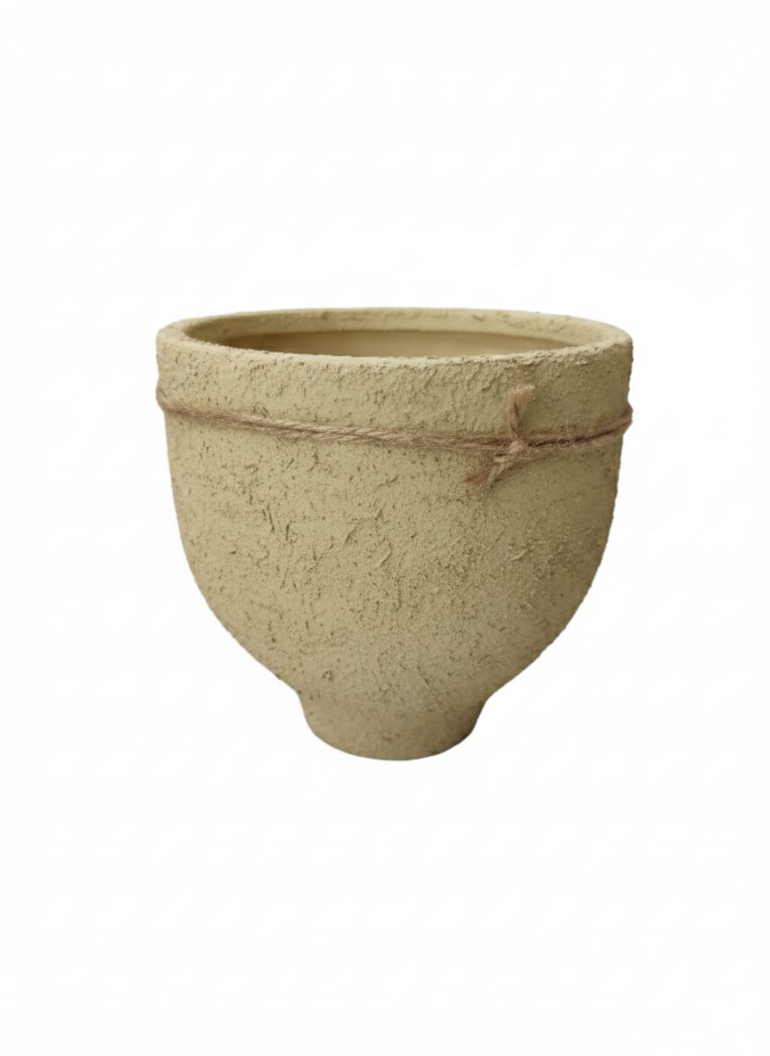 AKDC Handcrafted Clay Plant Pot – Beige Finish – 16×16 cm – Modern Unique Shape - Al Kabayel Discount CentreAKDC Handcrafted Clay Plant Pot – Beige Finish – 16×16 cm – Modern Unique ShapeFlower/Plant PotsAKDCAl Kabayel Discount Centre