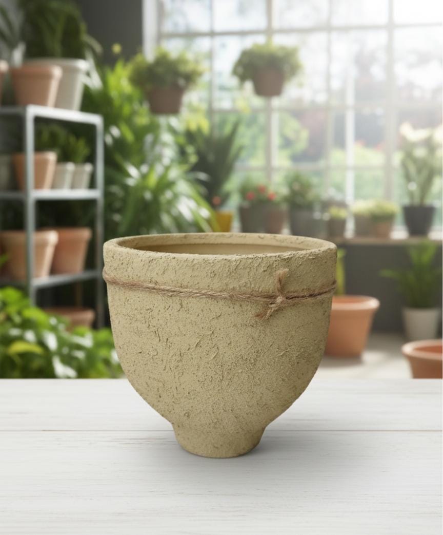 AKDC Handcrafted Clay Plant Pot – Beige Finish – 16×16 cm – Modern Unique Shape - Al Kabayel Discount CentreAKDC Handcrafted Clay Plant Pot – Beige Finish – 16×16 cm – Modern Unique ShapeFlower/Plant PotsAKDCAl Kabayel Discount Centre