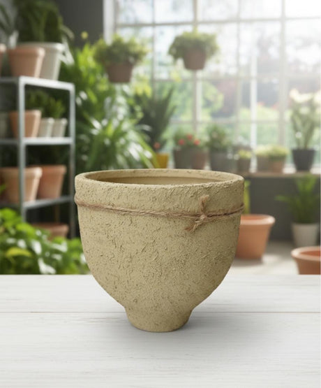 AKDC Handcrafted Clay Plant Pot – Beige Finish – 16×16 cm – Modern Unique Shape - Al Kabayel Discount CentreAKDC Handcrafted Clay Plant Pot – Beige Finish – 16×16 cm – Modern Unique ShapeFlower/Plant PotsAKDCAl Kabayel Discount Centre