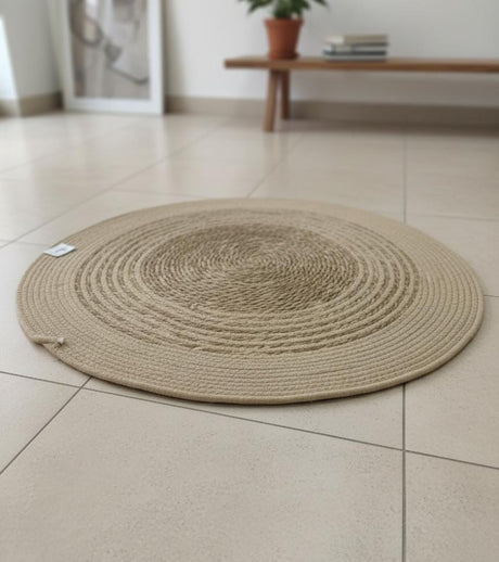 AKDC Handcrafted Round Rattan Rug 80cm – Natural Rattan Color, Elegant Boho - Style Home Décor Accent - Al Kabayel Discount CentreAKDC Handcrafted Round Rattan Rug 80cm – Natural Rattan Color, Elegant Boho - Style Home Décor AccentDoormatsAKDCAl Kabayel Discount Centre