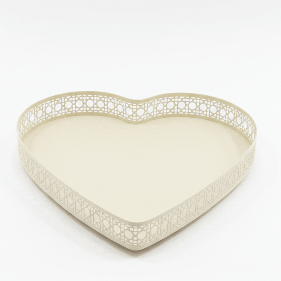 AKDC Heart - Shaped Cream Metal Candy Tray 25cm – Elegant Lattice Serving Platter for Sweets & Décor - Al Kabayel Discount CentreAKDC Heart - Shaped Cream Metal Candy Tray 25cm – Elegant Lattice Serving Platter for Sweets & DécorServing TraysAKDCAl Kabayel Discount Centre
