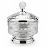 AKDC Imperial Greek Key Silver Candy Pot | Luxury Crystal - Lid Serving Jar | 25×18cm - Al Kabayel Discount CentreAKDC Imperial Greek Key Silver Candy Pot | Luxury Crystal - Lid Serving Jar | 25×18cmJars & Food SaversAKDCAl Kabayel Discount Centre