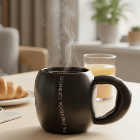 AKDC Inspirational Ceramic Mug 400 ml – Matte Black Finish with Celebrate Your Every Day Motivational Quote for Positive Daily Use - Al Kabayel Discount CentreAKDC Inspirational Ceramic Mug 400 ml – Matte Black Finish with Celebrate Your Every Day Motivational Quote for Positive Daily UseMugsAKDCAl Kabayel Discount Centre