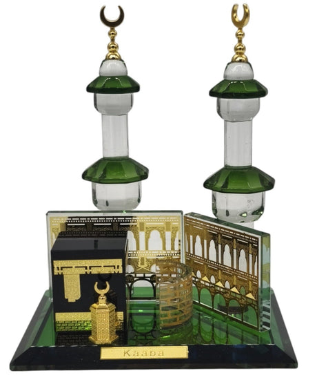 AKDC Kaaba Crystal Glass Showpiece Office Décor Gifts and Collectible Home Gold - Plated - 12cmX15cm - Green&Gold - Al Kabayel Discount CentreAKDC Kaaba Crystal Glass Showpiece Office Décor Gifts and Collectible Home Gold - Plated - 12cmX15cm - Green&GoldHome Décor AccentsAKDCAl Kabayel Discount Centre
