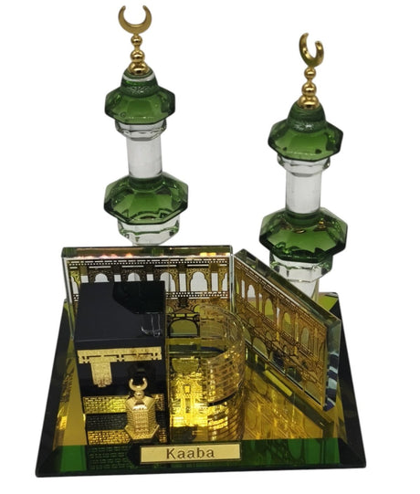 AKDC Kaaba Crystal Glass Showpiece Office Décor Gifts and Collectible Home Gold - Plated - 12cmX15cm - Green&Gold - Al Kabayel Discount CentreAKDC Kaaba Crystal Glass Showpiece Office Décor Gifts and Collectible Home Gold - Plated - 12cmX15cm - Green&GoldHome Décor AccentsAKDCAl Kabayel Discount Centre