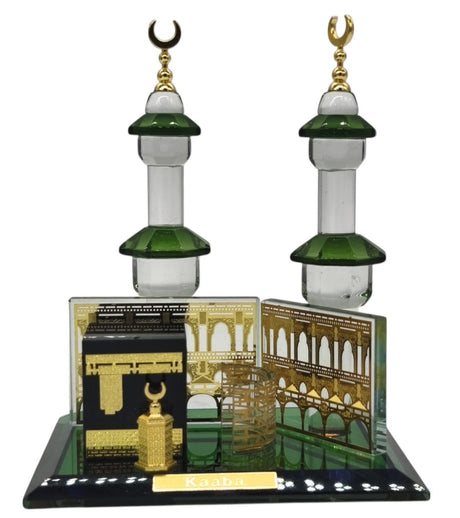 AKDC Kaaba Crystal Glass Showpiece Office Décor Gifts and Collectible Home Gold - Plated - 12cmX15cm - Green&Gold - Al Kabayel Discount CentreAKDC Kaaba Crystal Glass Showpiece Office Décor Gifts and Collectible Home Gold - Plated - 12cmX15cm - Green&GoldHome Décor AccentsAKDCAl Kabayel Discount Centre