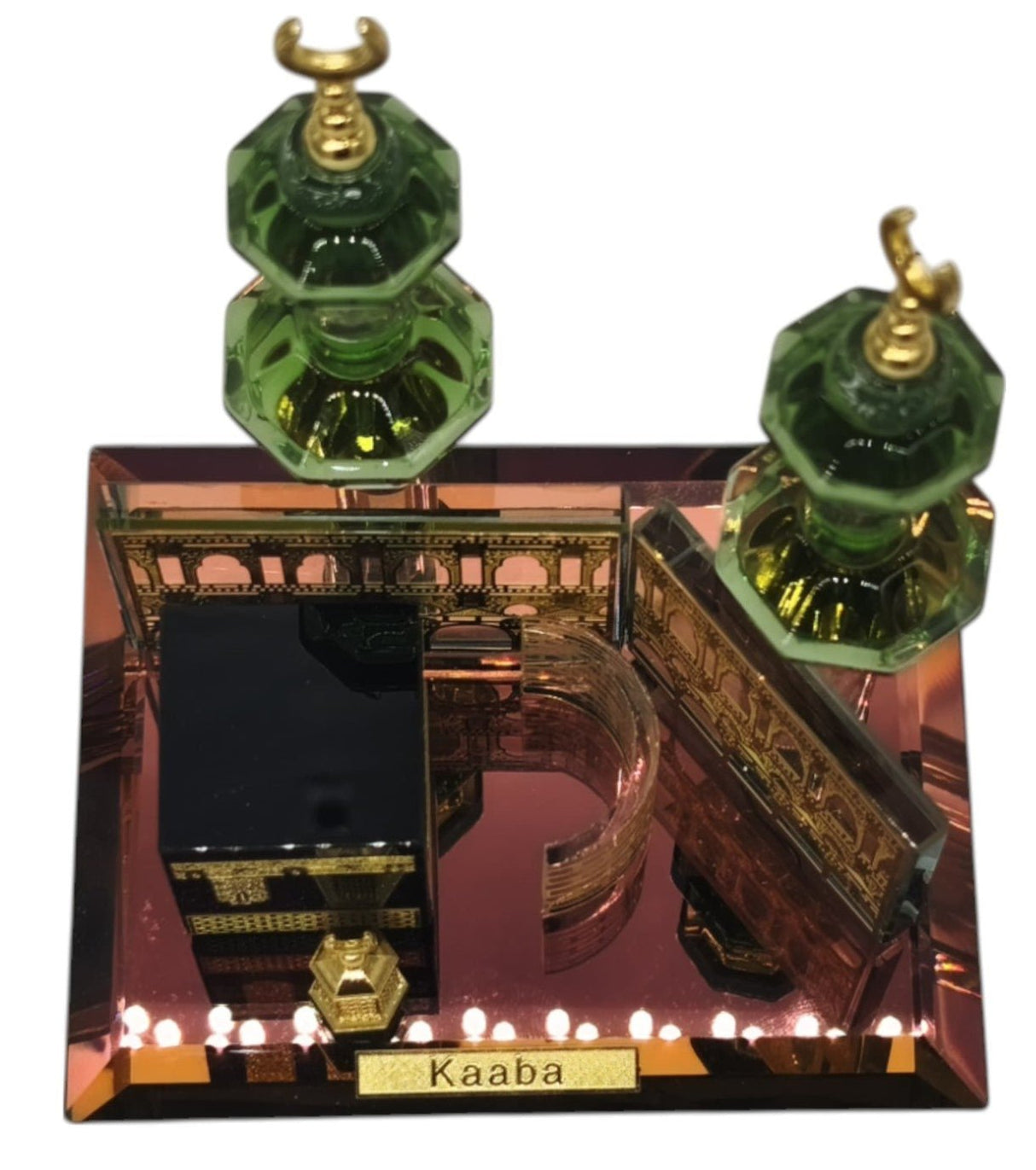 AKDC Kaaba Crystal Glass Showpiece Office Décor Gifts and Collectible Home Gold - Plated - 12cmX15cm - Green&Gold - Al Kabayel Discount CentreAKDC Kaaba Crystal Glass Showpiece Office Décor Gifts and Collectible Home Gold - Plated - 12cmX15cm - Green&GoldHome Décor AccentsAKDCAl Kabayel Discount Centre