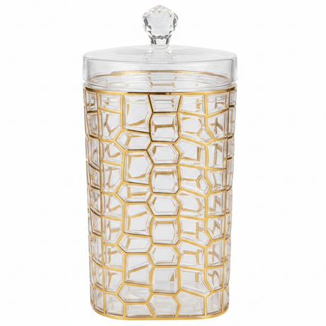 AKDC Large Gold Design Acrylic Storage Canister with Lid for Kitchen Storage 21 × 12 cm - Al Kabayel Discount CentreAKDC Large Gold Design Acrylic Storage Canister with Lid for Kitchen Storage 21 × 12 cmJars & Food SaversAKDCAl Kabayel Discount Centre
